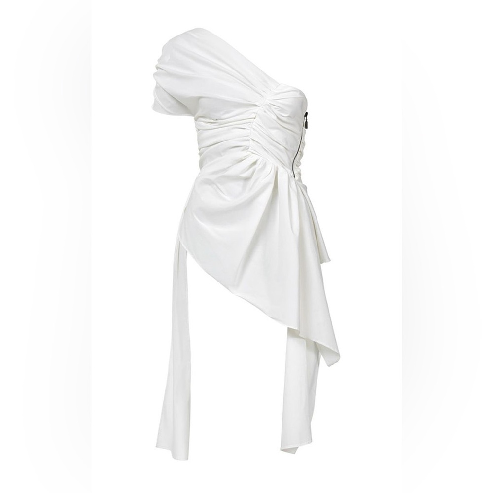 Maticevski White Asymmetrical One-Shoulder Top
